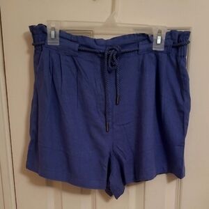 Elegant High Waist Blue Women's Shorts